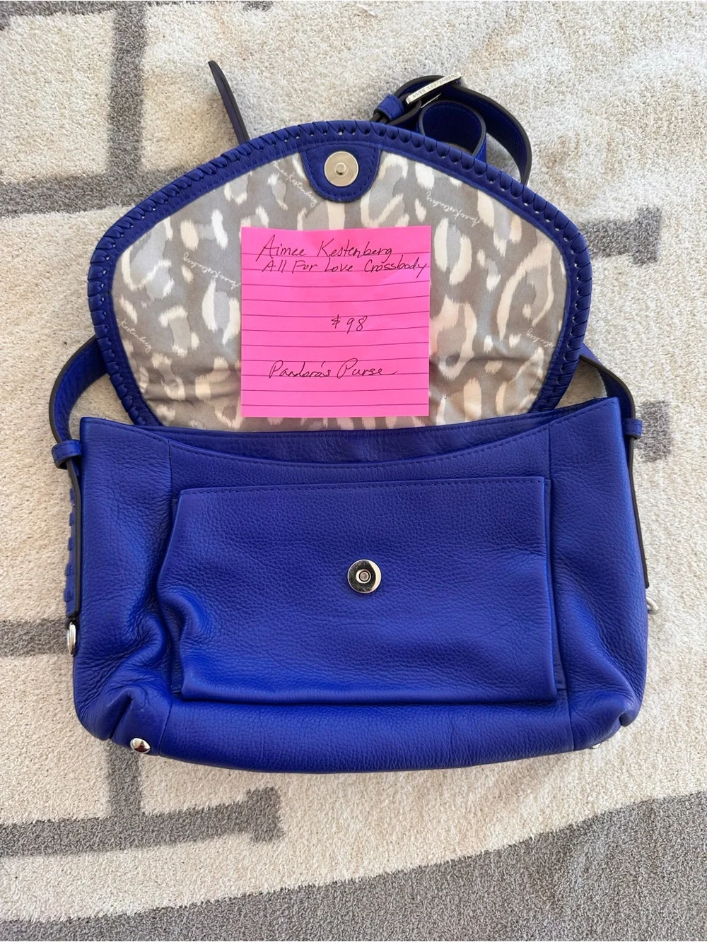 Blue Leather Crossbody Shoulder Bag Aimee Kestenberg